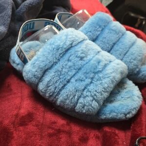 UGG Fluff Yeah Fluffy Blue Slipper Slide
